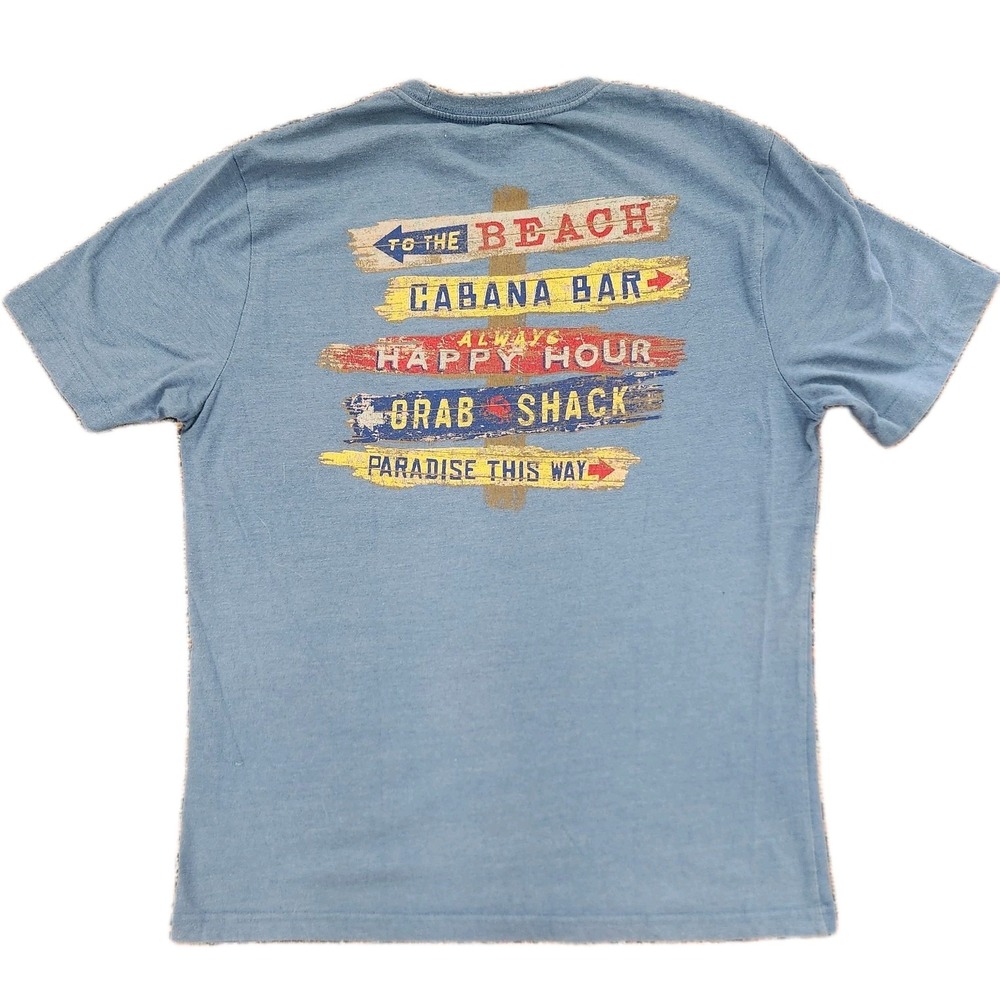 GH Bass & Co Paradise This Way Men's size L T-Shirt Beach Fish Bar Happy Hour‎